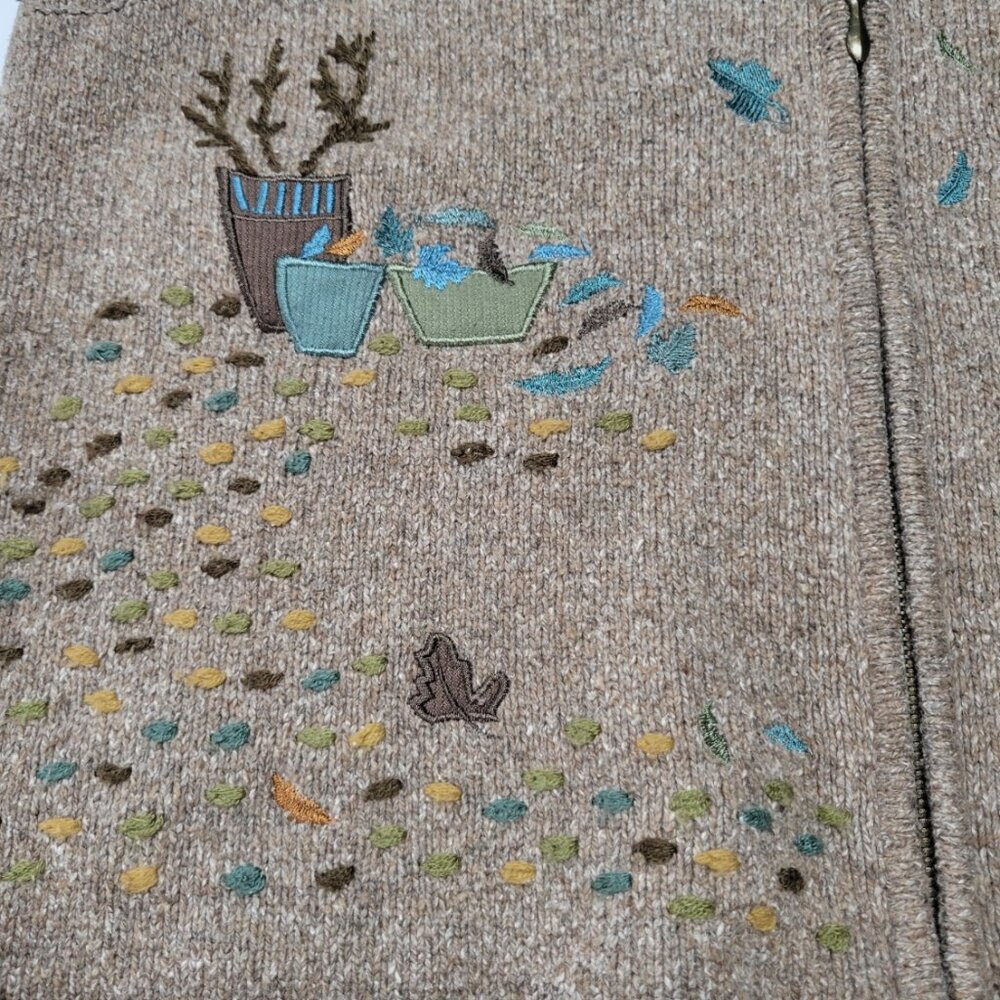 Vintage Teddi Autumn Theme Sweater Embroidered Vest Size Large - Picture 9 of 10
